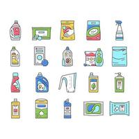 détergent à lessive bio icons set vector