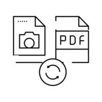 convertir une photo en illustration vectorielle d'icône de ligne de fichier pdf vecteur