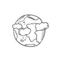 icône de globe de griffonnage. illustration vectorielle. conception plate. vecteur de style dessin animé isolé. notion de jour de la terre