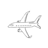 doodle air planeillustration. vecteur ligne plaine isolé sur blanc