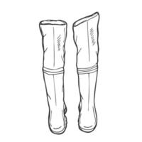 doodle longues chaussures de pêcheur en caoutchouc. illustration vectorielle. notion de pêche vecteur