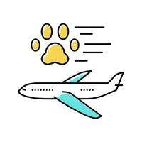 transport d'animaux de compagnie dans l'illustration vectorielle d'icône de couleur d'avion vecteur