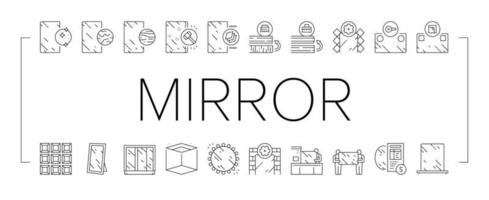 miroir, installation, collection, icônes, ensemble, vecteur