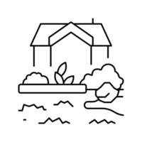 illustration vectorielle d'icône de ligne de conception de jardin vecteur