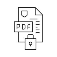 verrouillé et protection icône de ligne de fichier pdf illustration vectorielle vecteur