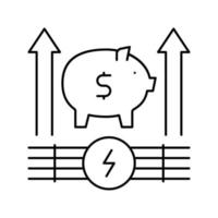 illustration vectorielle de l'icône de la ligne d'économie d'énergie de l'argent de croissance vecteur