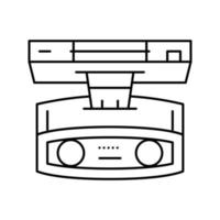 caméra 3d avec illustration vectorielle d'icône de ligne de technologie d'identification de visage vecteur