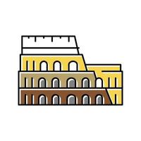 colisée arène rome antique bâtiment couleur icône vector illustrat