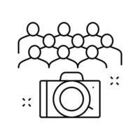 illustration vectorielle d'icône de ligne de jardin d'enfants de photographie collective vecteur