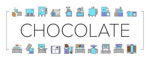 chocolat, production, collection, icônes, ensemble, vecteur