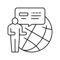 icône de la ligne de crowdsourcing dans le monde entier illustration vectorielle plate vecteur