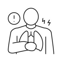 illustration vectorielle d'icône de ligne de mésothéliome de symptôme de douleur thoracique vecteur