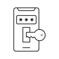 illustration vectorielle de l'icône de la ligne de mot de passe de la clé du téléphone vecteur