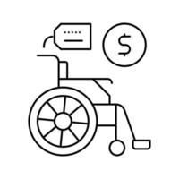 illustration vectorielle de l'icône de la ligne de location de chaise roulante vecteur