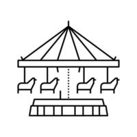 illustration vectorielle d'icône de ligne de parc d'attractions carrousel vecteur