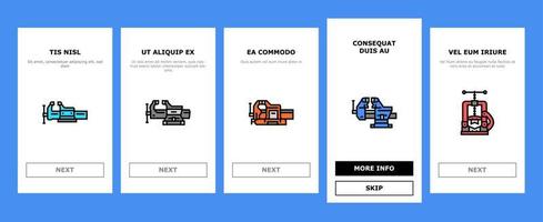 pince étau outil de préhension métal onboarding icons set vector