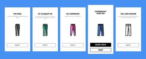 pantalons mode vêtements vêtements onboarding icons set vector