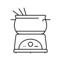 illustration vectorielle de l'icône de la ligne du pot à fondue en acier vecteur