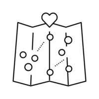 carte amour lieu emplacement ligne icône illustration vectorielle vecteur