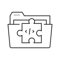 dossier avec l'icône de ligne de fichiers de code de programme illustration vectorielle vecteur