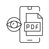 lecture du fichier pdf sur l'illustration vectorielle de l'icône de la ligne de téléphone mobile vecteur