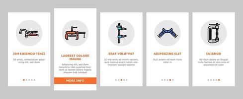 pince étau outil de préhension métal onboarding icons set vector