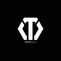 lettre hexagonale t logo de marque moderne vecteur