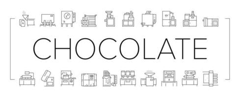 chocolat, production, collection, icônes, ensemble, vecteur