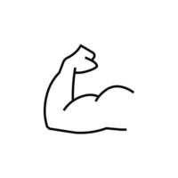 icône de ligne isolée muscle et biceps. trait modifiable. signe vectoriel pour les publicités, les magasins, les magasins, les articles, l'interface utilisateur, les applications, les sites. signe minimaliste dessiné avec une ligne noire