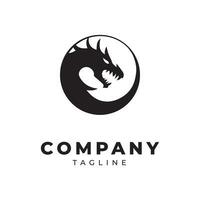 modèle de conception de logo, avec une tête de dragon dans un cercle vecteur