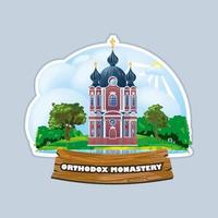 illustration de dessin animé du monastère orthodoxe. vecteur