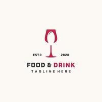 nourriture boisson vin verre et cuillère illustration vectorielle de conception de logo plat simple vecteur