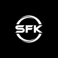 création de logo de lettre sfk en illustration. logo vectoriel, dessins de calligraphie pour logo, affiche, invitation, etc. vecteur