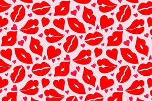 bisous, motif pour st. Saint Valentin. lèvres rouges avec des coeurs vecteur