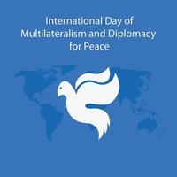 illustration graphique vectoriel de colombe volante gratuite, montrant la carte du monde, parfait pour la journée internationale, le multilatéralisme et la diplomatie pour la paix, célébrer, carte de voeux, etc.