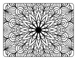 page de coloriage de mandala adulte, art de doodle de mandala floral dessiné à la main, page de coloriage de mandala pour la relaxation des adultes vecteur