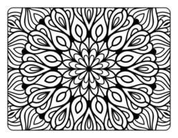 page de coloriage de mandala adulte, art de griffonnage de mandala floral dessiné à la main, page de coloriage de mandala pour la relaxation des adultes vecteur