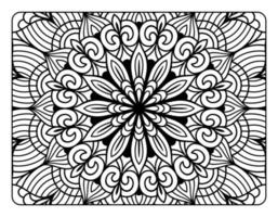 page de coloriage de mandala adulte, art de griffonnage de mandala floral dessiné à la main, page de coloriage de mandala pour la relaxation des adultes vecteur