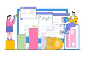 administration financière plate, calcul du paiement, du salaire ou du concept de taxes. illustration vectorielle minimale de style de conception de contour pour la page de destination, la bannière web, l'infographie, les images de héros vecteur