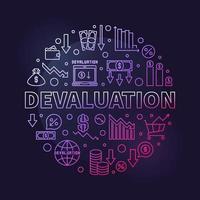 bannière de couleur ronde de dévaluation - illustration de la ligne vectorielle de dépréciation de la monnaie vecteur