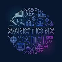 bannière colorée ronde de sanctions - illustration de contour de concept de pénalités commerciales vecteur