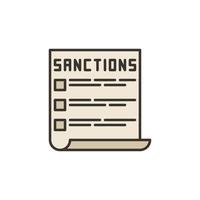icône ou signe de couleur de concept de vecteur de document de sanctions économiques