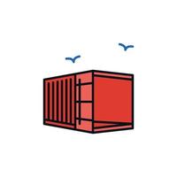 icône ou signe coloré de concept de livraison de vecteur de conteneur ouvert rouge