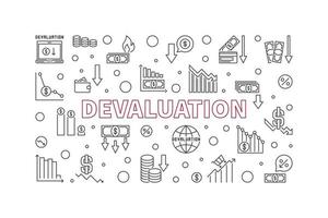 bannière horizontale de dévaluation - illustration de la ligne vectorielle de dépréciation de la monnaie vecteur