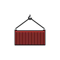 icône colorée de concept de livraison de vecteur de conteneur d'expédition rouge suspendu