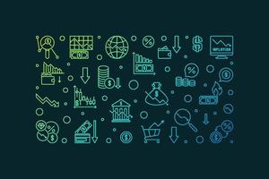 illustration créative horizontale d'inflation - bannière de contour de vecteur d'hyperinflation