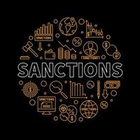 bannière ronde de sanctions - illustration linéaire du concept de sanctions commerciales vecteur