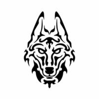 logo tête de loup tribal. conception de tatouage. illustration vectorielle de pochoir animal vecteur