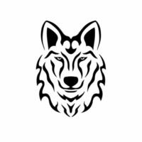 logo tête de loup tribal. conception de tatouage. illustration vectorielle de pochoir animal vecteur