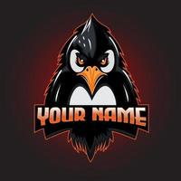 logo de mascotte de pingouin en colère vecteur